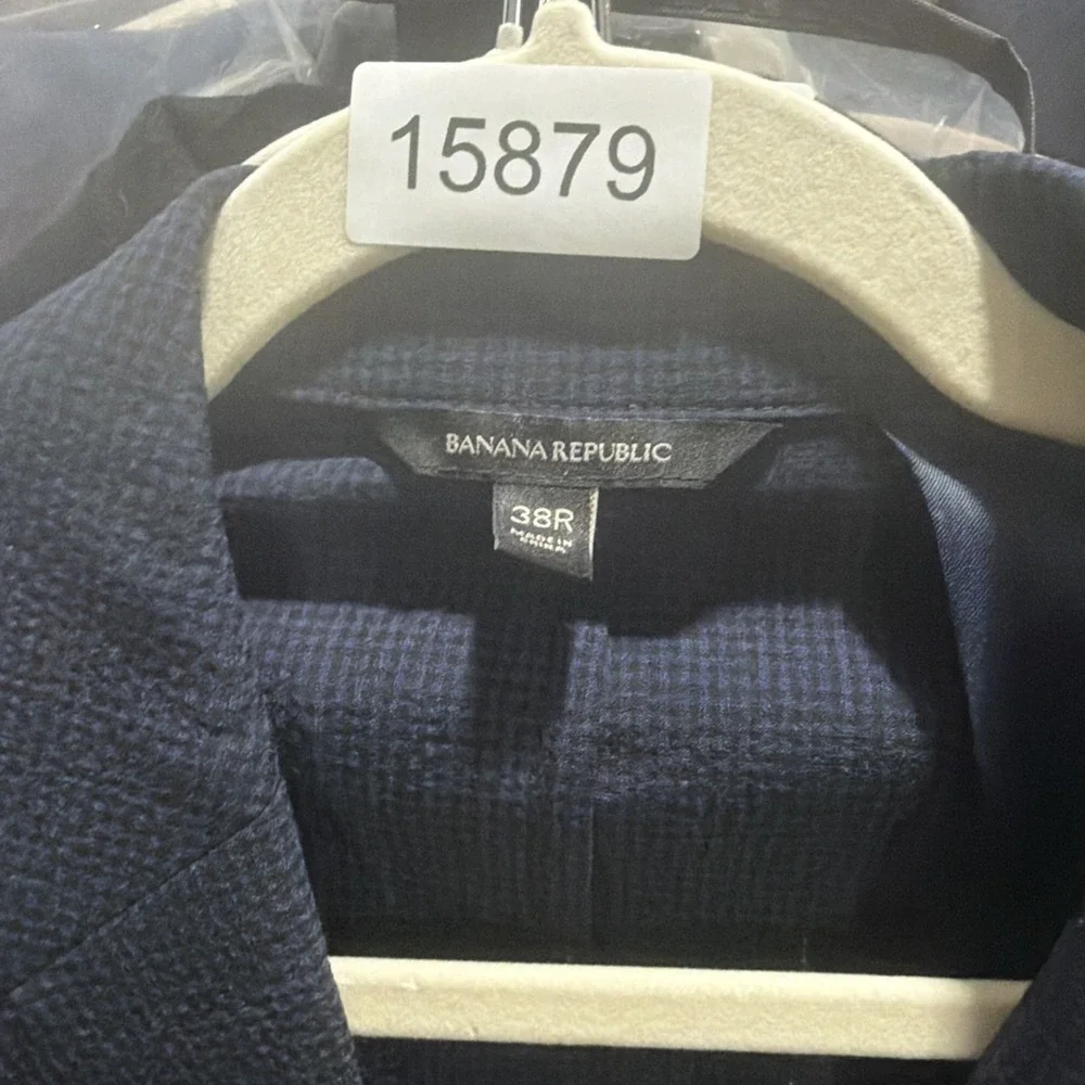 Banana Republic 38R Blazer Blue Check Wool Blend CR+ Performance‎